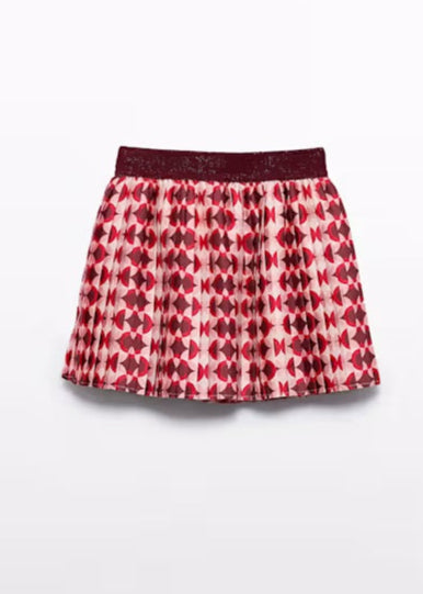 Girl Mini Pleated Printed Skirt