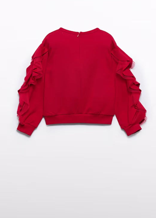 Girl Sweatshirt with Tulle Ruffle