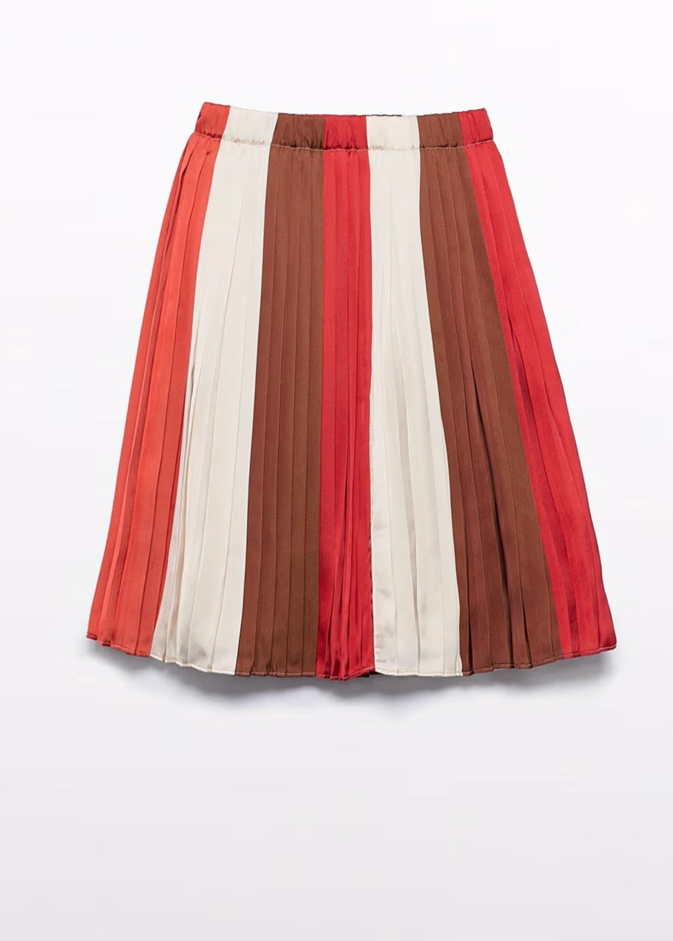 Girl Midi Pleated Striped Skirt