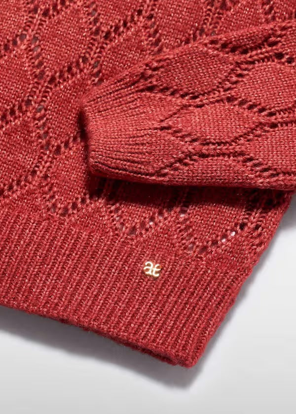 Girl Shiny Openwork Sweater