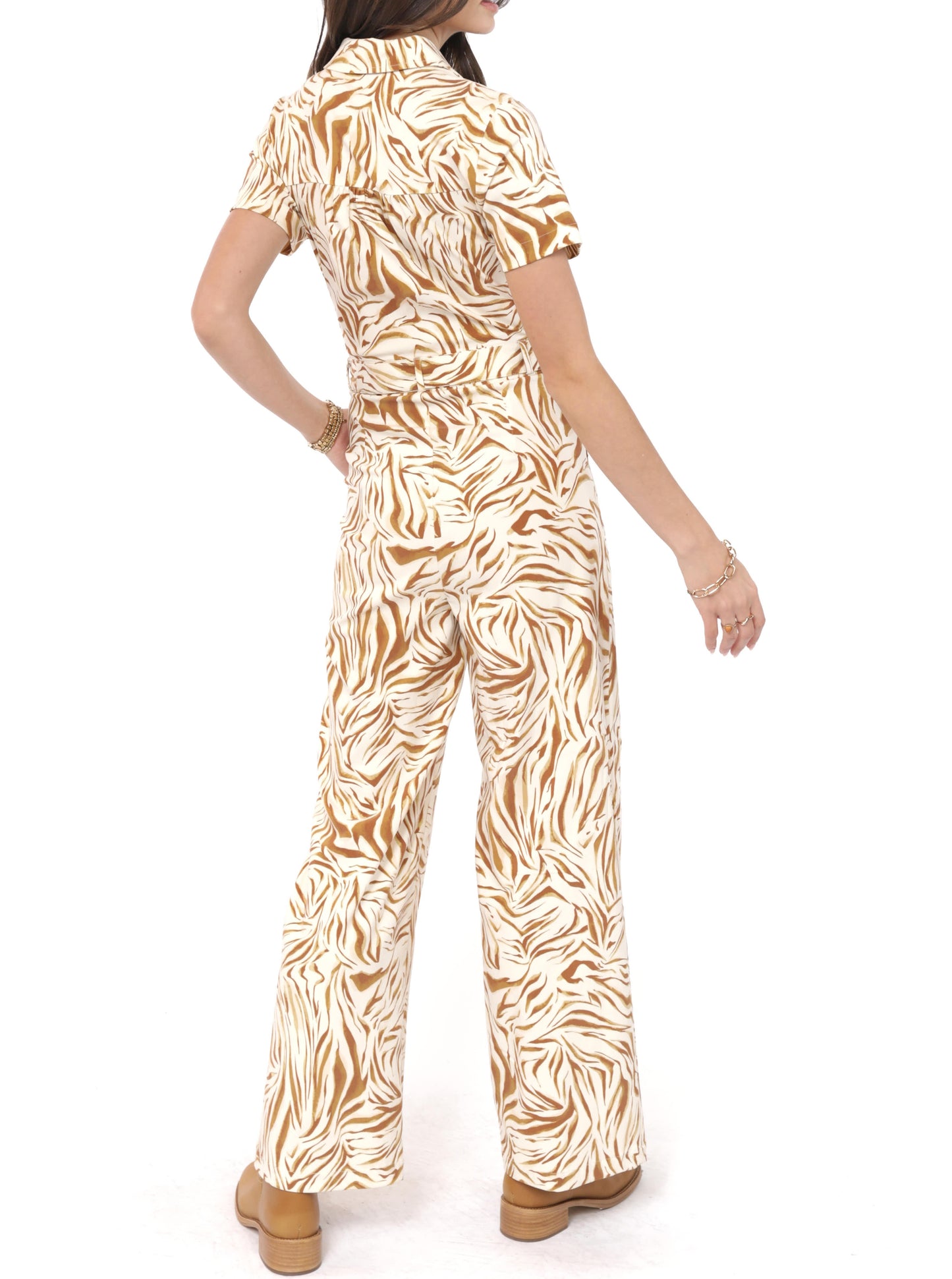 Zip Up Belted Jumpsuit