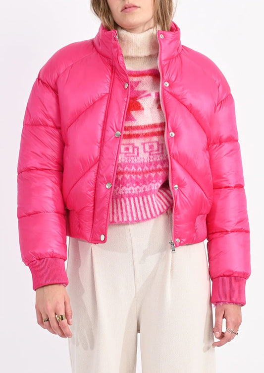 Hot pink puffer jacket