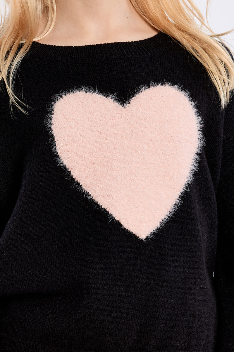 Fuzzy Heart Sweater