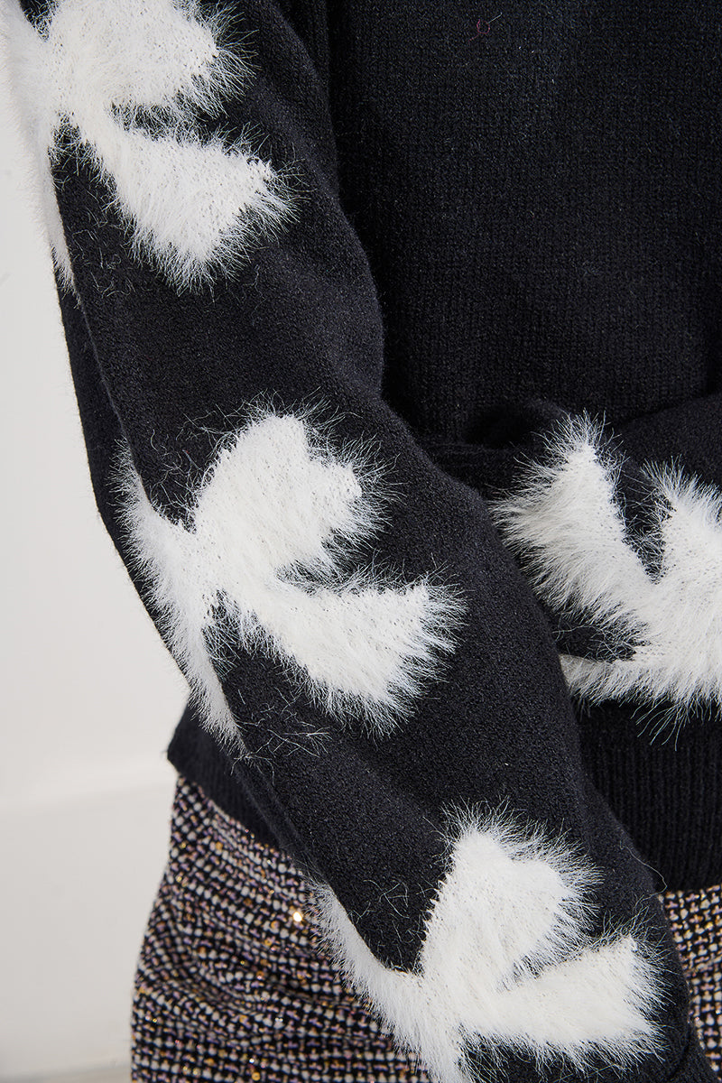 Fuzzy Bow Sweater
