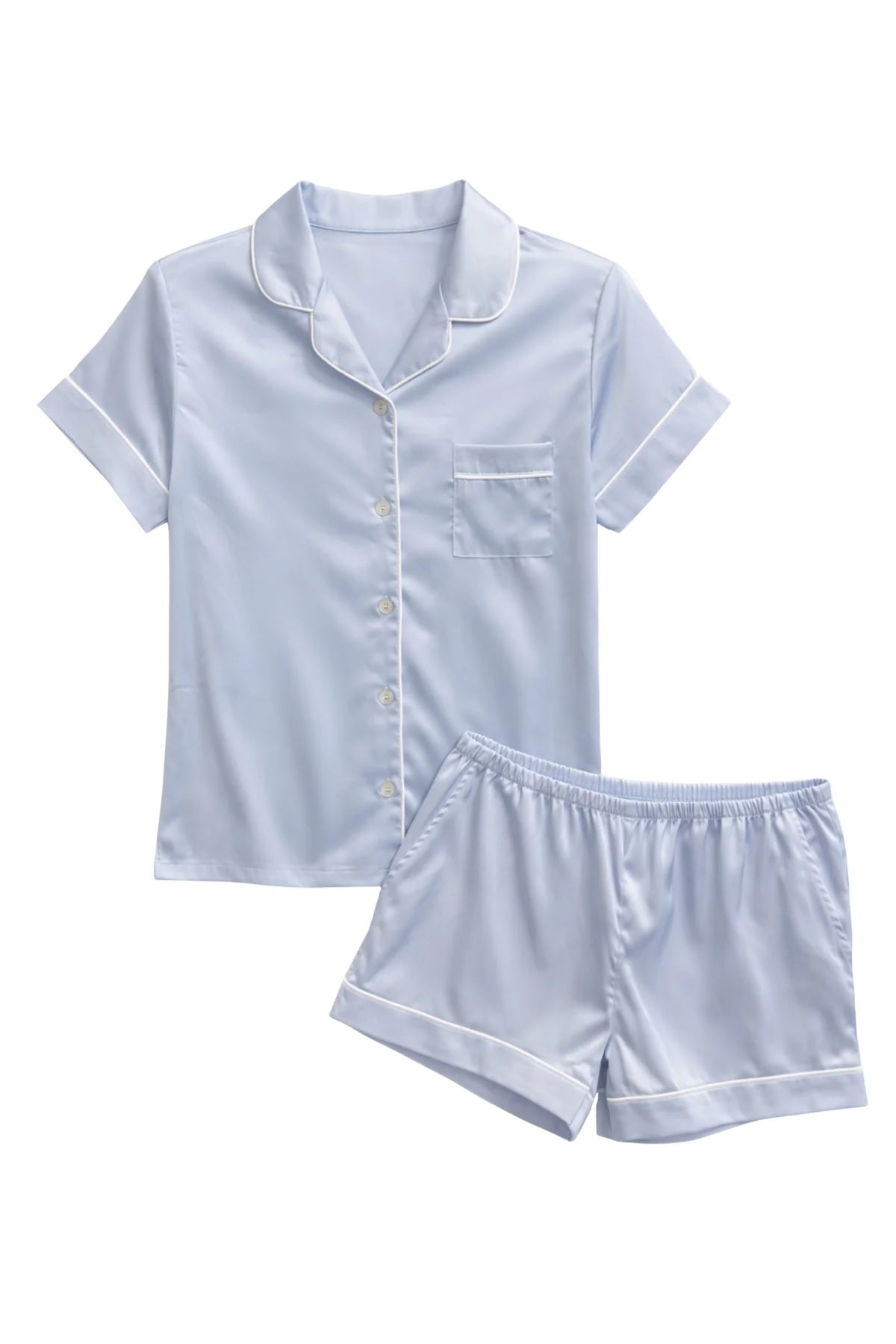 Girl's Olivia Solid Satin Shorts Lounge Set