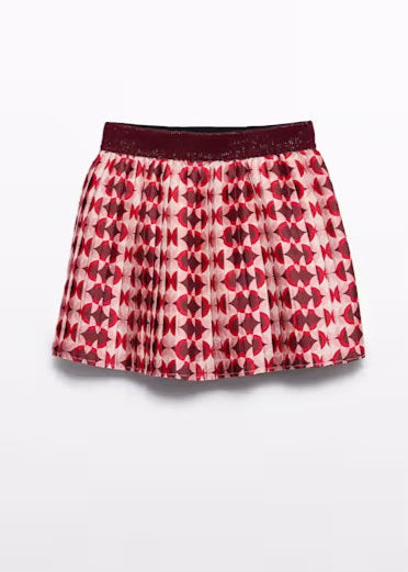 Girl Mini Pleated Printed Skirt