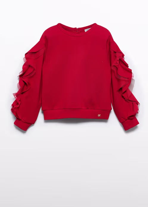 Girl Sweatshirt with Tulle Ruffle