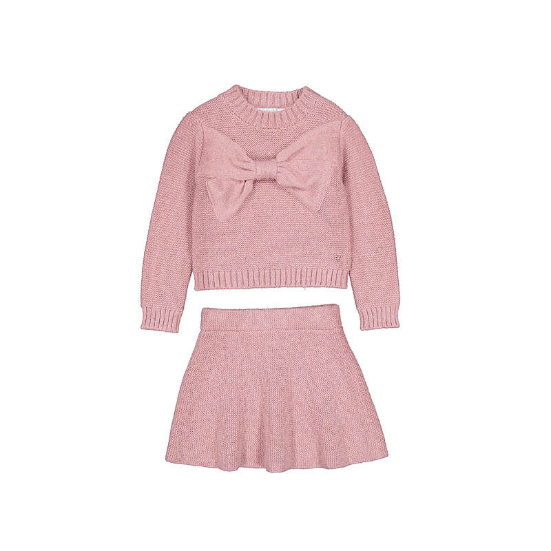 Knit Bow Sweater and Skirt Set