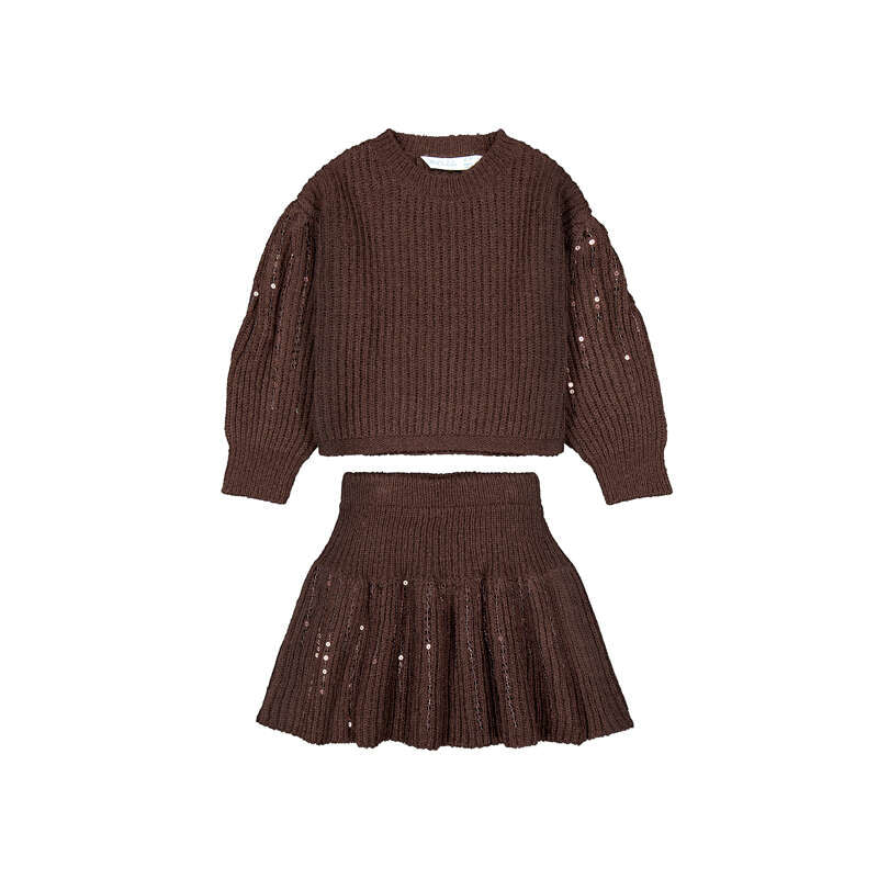 Sequin Knit Sweater and Skirt Set