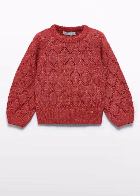 Girl Shiny Openwork Sweater