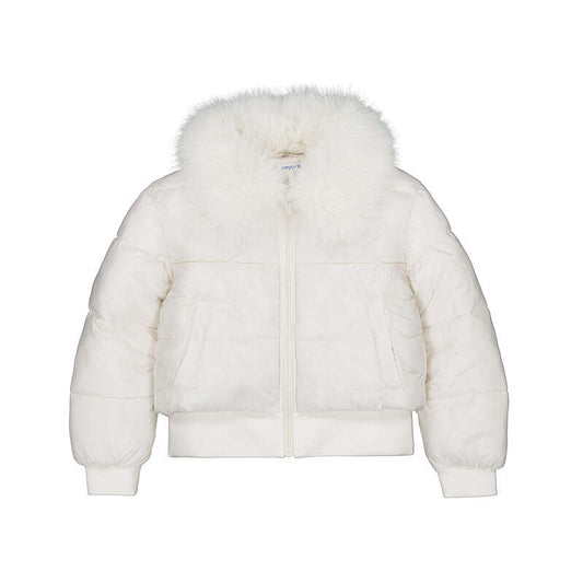 Puffer Jacket with Faux Fur Collar