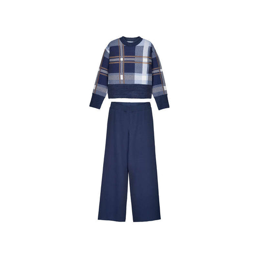 Plaid Sweater and Pants Set
