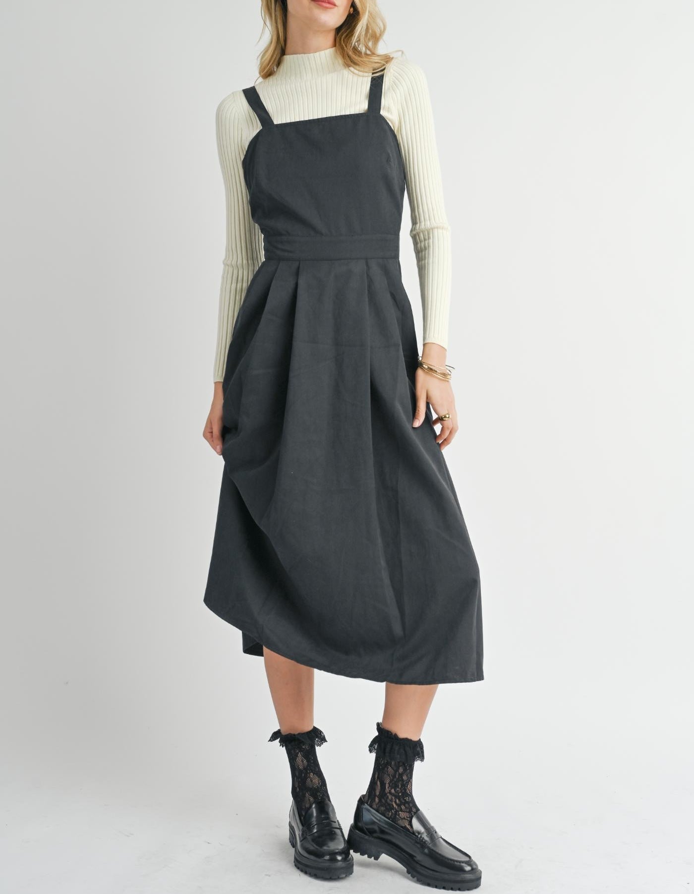 Front Pleat Midi Dress