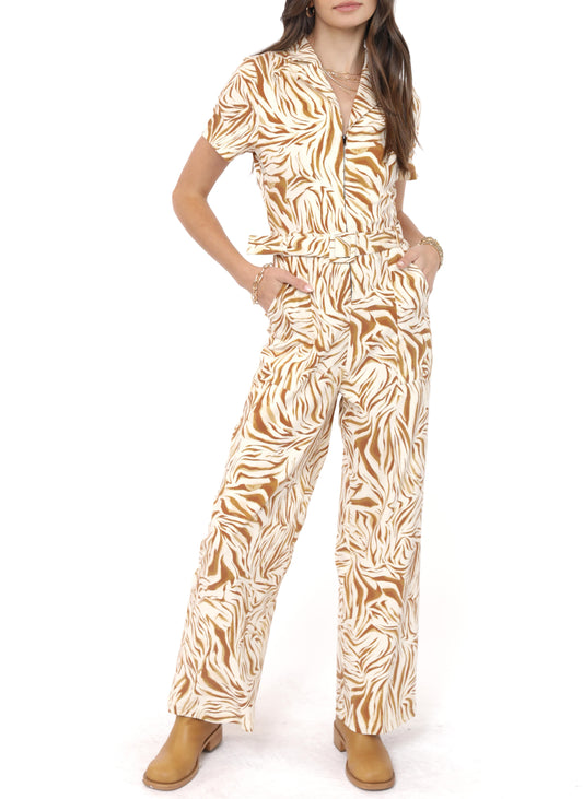 Zip Up Belted Jumpsuit