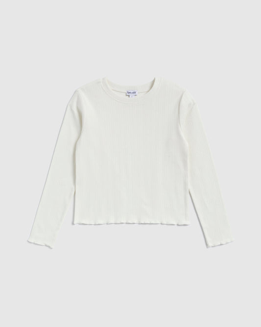 Girls Texture Rib Long Sleeve Top