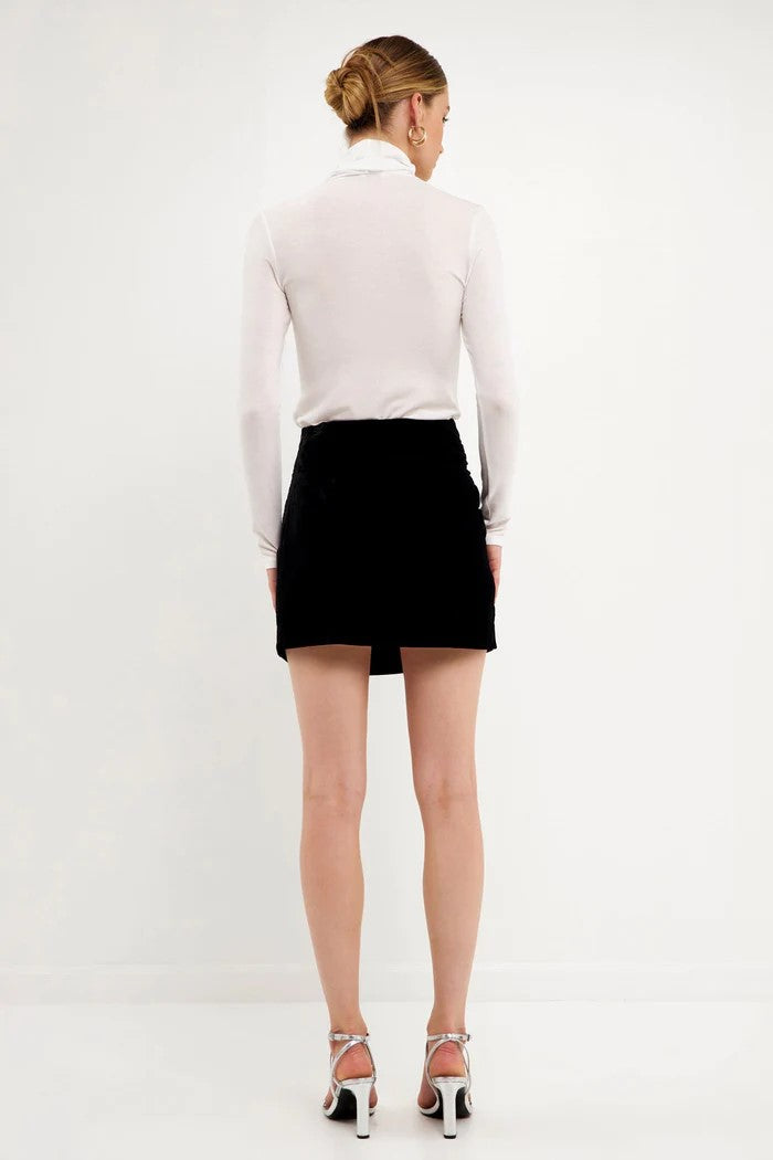 Velvet Ruched Mini Skirt