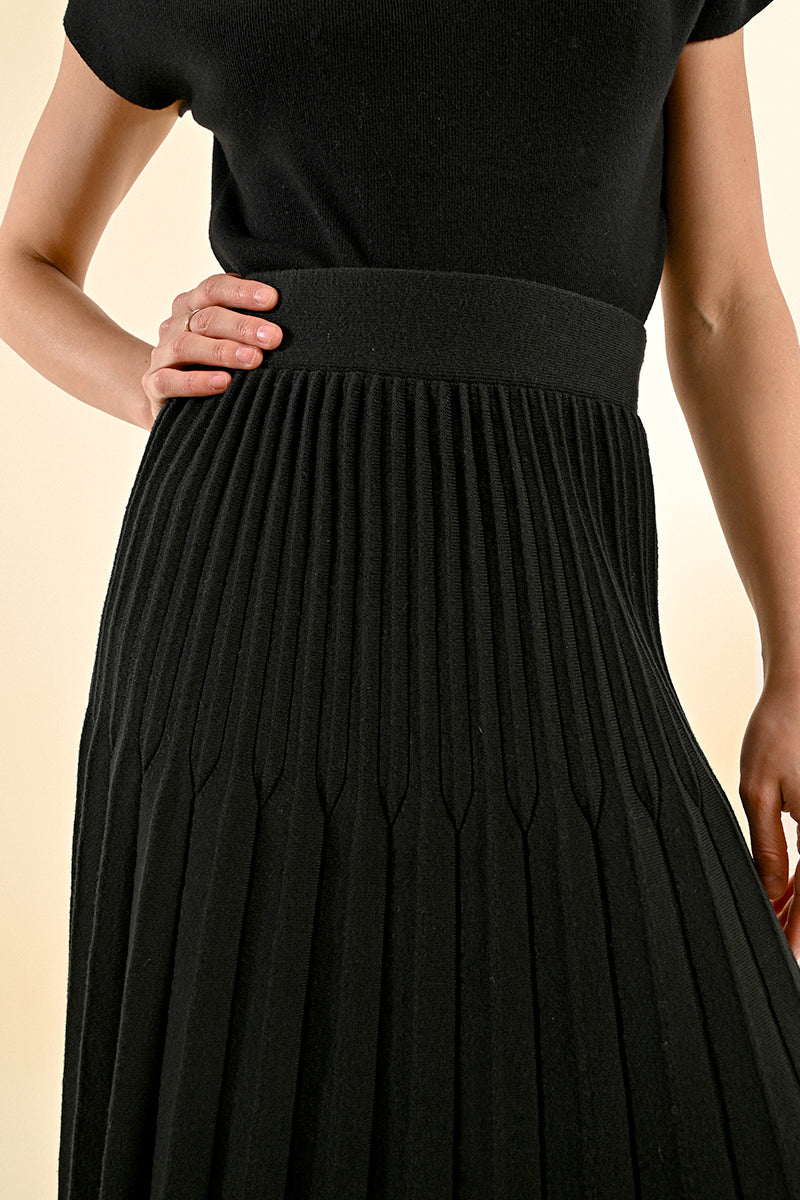 Pleated Knit Skirt