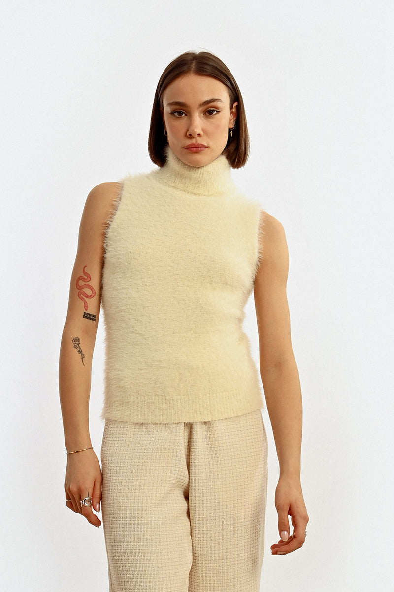 Fuzzy Sleeveless Sweater