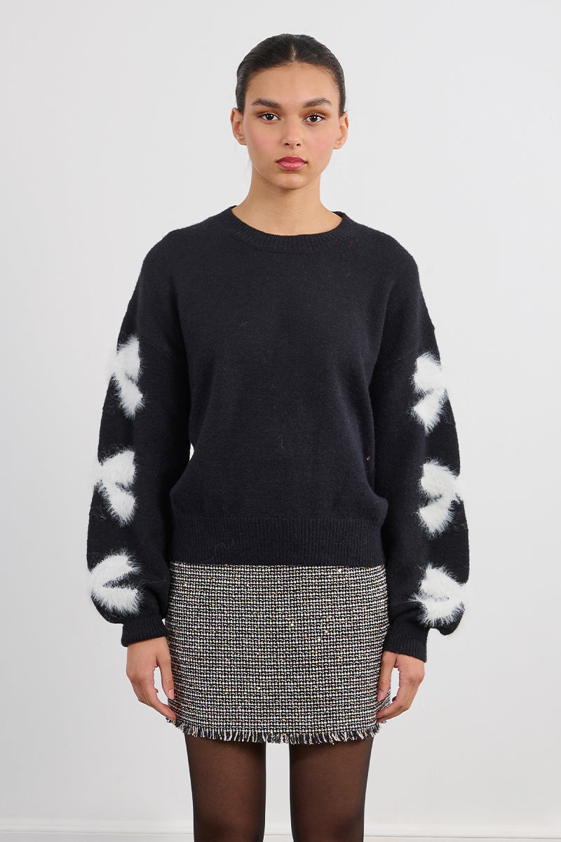 Fuzzy Bow Sweater