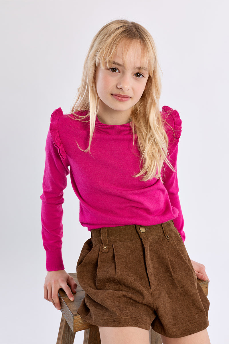 Ruffle Shoulder Sweater