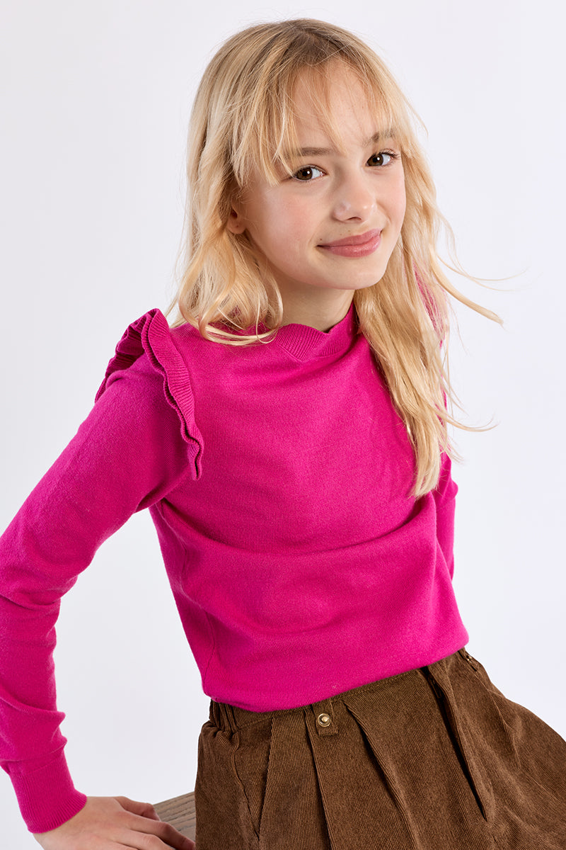 Ruffle Shoulder Sweater