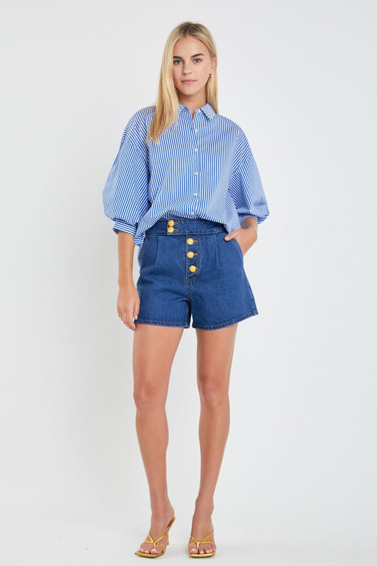 Puff Sleeve Button Up