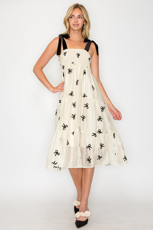 Velvet Tie Midi Dress