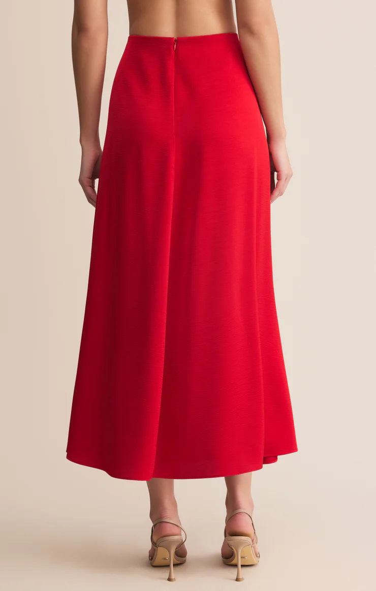 Northpointe Satin Midi Skirt-Red