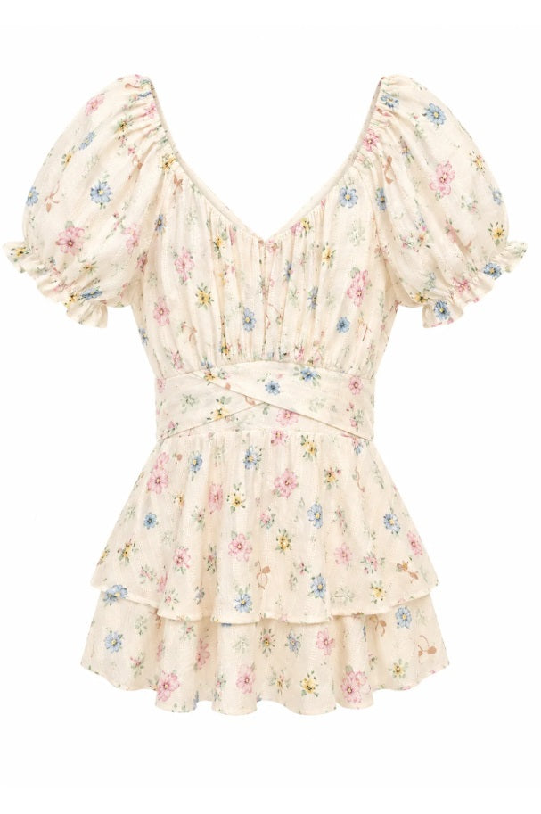 Delilah Dress- Cream Tossed Floral