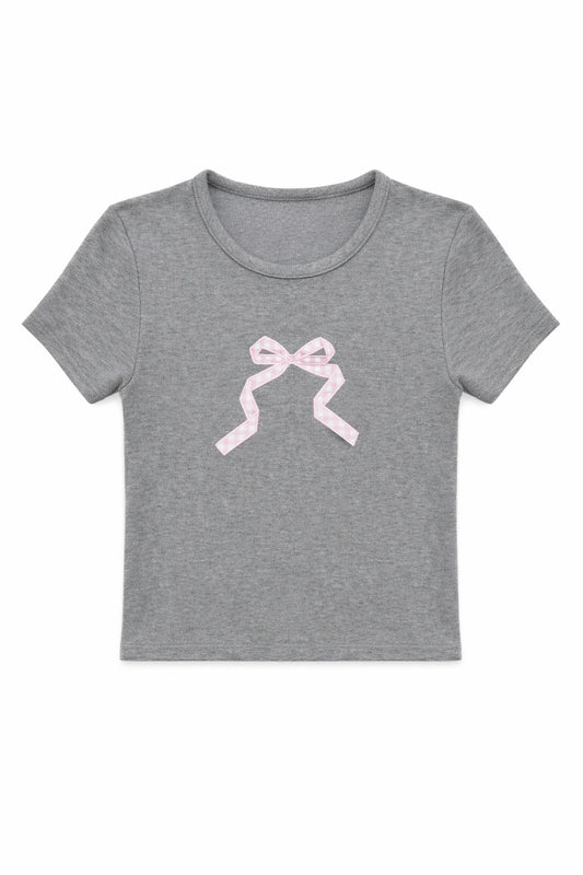 Girl's Gingham Bow Tee