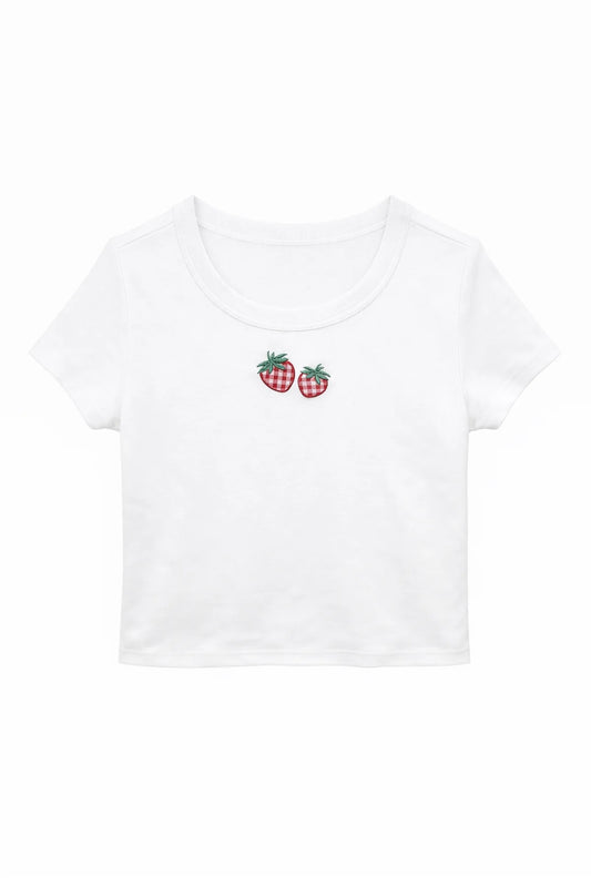 Girl's Strawberry Gingham Tee